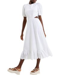 French Connection - Esse Eyelet Embroidered Cutout Cotton Dress - Lyst