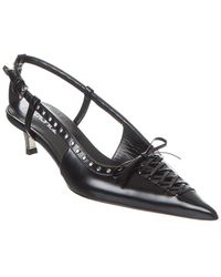 Versace - Laced Pin-point Leather Slingback Pump - Lyst
