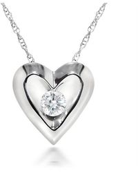 Pompeii3 - 1/5ct Round Diamond Necklace Heart Shaped Pendant - Lyst