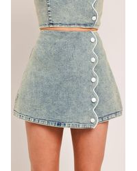 TRUEDAMES - Sweet Detail Denim Skort - Lyst