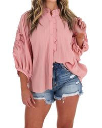 Easel - Better Perspective Bubble Sleeve Top - Lyst