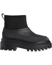 Calvin Klein - Chunky Flatform Textured Upper Grip Sole Ankle Boots - Lyst