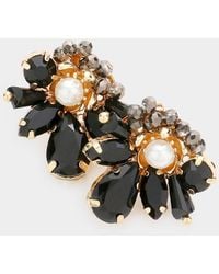Fashnzfab - Pearl Centered Multi Stone Bead Cluster Stud Earrings - Lyst