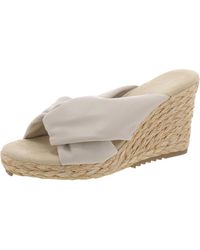 Anne Klein - Faux Leather Open Toe Wedge Sandals - Lyst