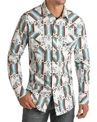 Panhandle - Rock & Roll Denim Aztec Print Long Sleeve Snap Shirt - Lyst