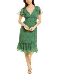 Max Studio Womens Long Dress with Bell Sleeve and Ties