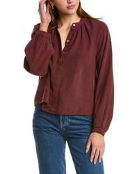 Bella Dahl - Long Sleeve Shirred Raglan Shirt - Lyst