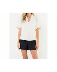 Thml - Puff Sleeve V-Neck Textured Top - Lyst
