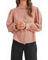 ..,merci - Striped Ruffle Button Down Top - Lyst