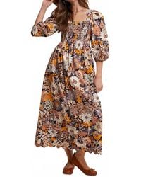 Listicle - Floral Smocked Puff Sleeve Maxi Dress - Lyst