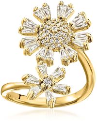 Ross-Simons - Cz Double-Flower Bypass Ring - Lyst