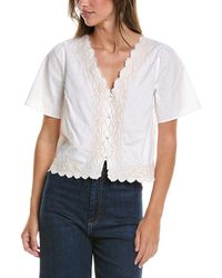 Cece - V Neck Embroidered Buttoned Top - Lyst