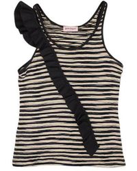 Palm Angels - Striped Cotton Frill Tank Top - Lyst