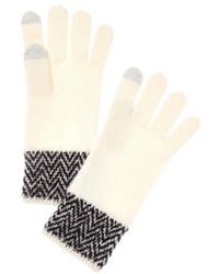 Amicale Cashmere - Herringbone Cuff Cashmere Gloves - Lyst