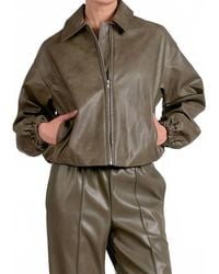 Elan - Classic Bomber Leather Jacket - Lyst