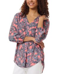 Jones New York - Tunic Top P Paisley Print Chiffon V-Neck Fts1185 - Lyst