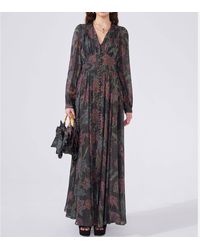 Hayley Menzies - Zina Printed Metallic-Silk Maxi Dress - Lyst