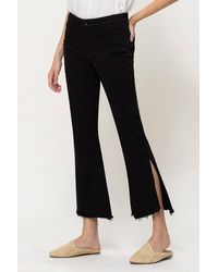 Flying Monkey - Mid Rise Crop Flare Jean With Side Slit - Lyst
