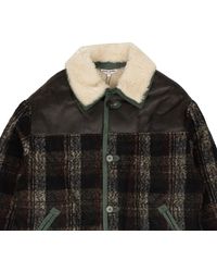 Opening Ceremony - Charcoal Shearling Tartan Jacket - Lyst