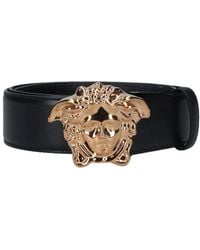 Versace - Leather Belt With Medusa Buckle - Lyst