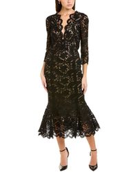 Oscar de la Renta Lace Silk-lined Midi Dress - Black