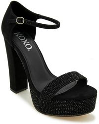 Xoxo - Candy Faux Suede Embellished Platform Heels - Lyst