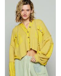 TRUEDAMES - Raw Hem Cropped Hooded Jacket - Lyst
