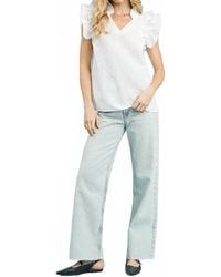 Umgee - Texture Fabric V-Neck Ruffle Sleeve Top - Lyst