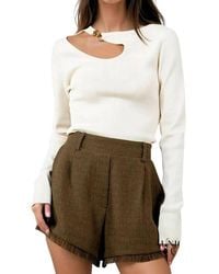 WHITEROOM+CACTUS - Amanda Chain Closure Ribbed Knit Top - Lyst