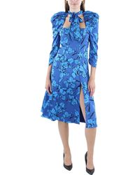 Black Halo - Midi Ruched Sleeves Midi Dress - Lyst