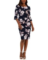 Connected Apparel - Floral Gathered Sheath Dress - Lyst
