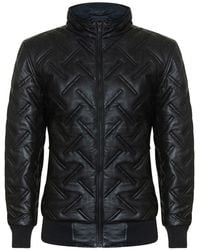 Infinity Leather - Quilted Leather Bomber Jacket - Lyst