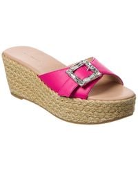 Stuart Weitzman - June 75 Leather Wedge Sandal - Lyst