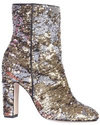 Paris Texas - Pointed Toe Sequined Ankle Boots With High Block Heel - Lyst
