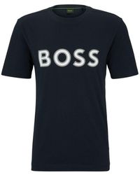 BOSS - Cotton-jersey Regular-fit T-shirt With Logo Print - Lyst