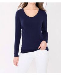 Kinross Cashmere - Bamboo Long Sleeve Vee Top - Lyst