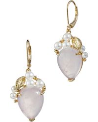 Savvy Cie Jewels 18k Gold Vermeil Green Onyx And Pearl Drop Earrings - Pink