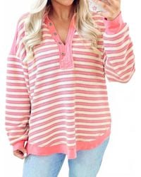 Shewin - Collared V Neck Drop Shoulder Top - Lyst