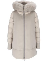 Moorer - Fresia-Le Almond Quilted-Sleeve Padded Fur-Trimmed Jacket - Lyst
