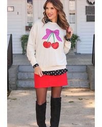 Jess Lea - Luxe Metallic Cherry Bow Pullover Sweatshirt - Lyst