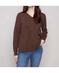 Charlie b - Basic Long Sleeve V-Neck Sweater - Lyst