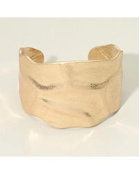 Fashnzfab - Wide Textured Metal Cuff Bracelet - Lyst