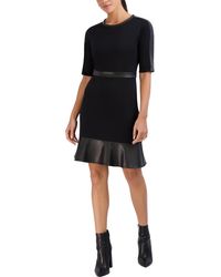 Laundry by Shelli Segal - Faux Leather Mini Fit & Flare Dress - Lyst