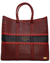 Lolas Bag - Medium Woven Striped Regular Strap Tote Bag - Lyst