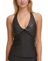 DKNY - Front Halter Tankini Swimsuit Top - Lyst
