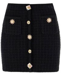 Self-Portrait - "Knitted Mini Skirt With Jewel Buttons - Lyst