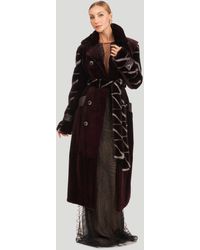 Gorski - Sheared Mink Coat With Intarsia Sleeves And Belt - Lyst