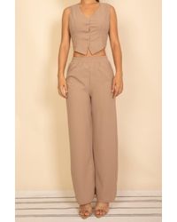 TRUEDAMES - Tailored Button Vest With Adjustable Back Tie & Wide Leg Pants Set - Lyst