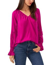 Vince Camuto - V Neck Smocked Blouse - Lyst
