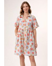 Umgee - Floral Button Front Babydoll Dress - Lyst